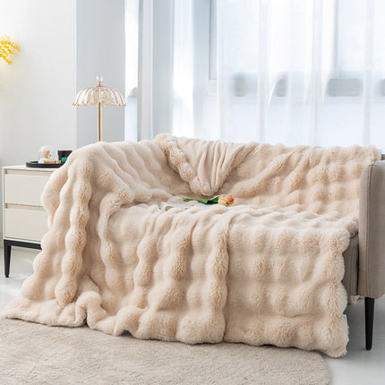 Rabbit velvet blanket bubble velvet double layer thickened sofa cover blanket – Trendy & Practical for Daily Living