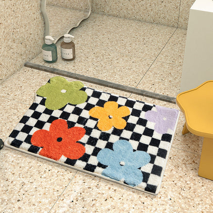 Simple Ins Checkerboard Carpet Non-slip Bathroom Absorbent
