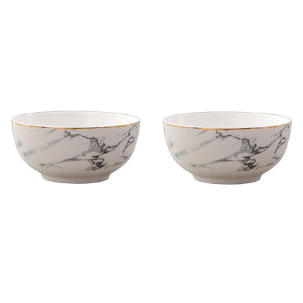 Gold rim marbled bowl set