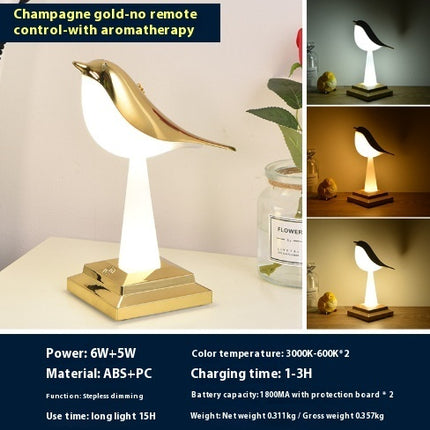 Bird-Shaped Touch Table Lamp – Rechargeable LED with Remote Control & Multi-Colour Options