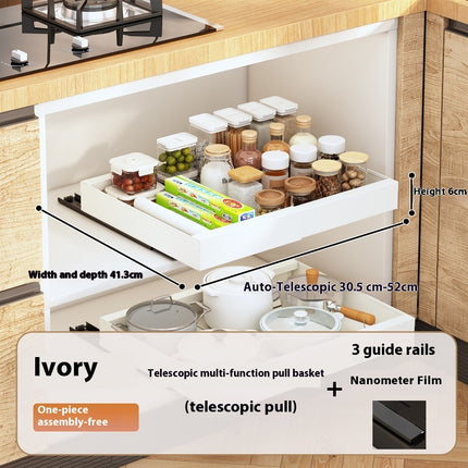 Telescopic Pull-Out Storage Shelf – Kitchen & Bathroom Organiser | Ikeame
