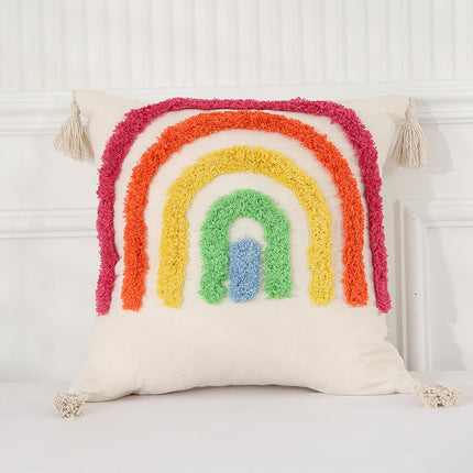 Bohemian Luxury Tufted Cushion Cover – Rainbow Designs, 45x45 & 50x30cm