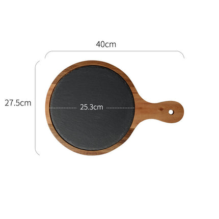 Acacia Wood Pizza Plate | Wooden Serving Board with Stone