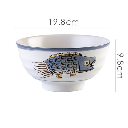 Japanese Underglaze Hand-painted Ceramic Ramen Bowl