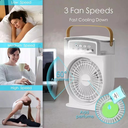 Portable USB Air Cooler Fan | Mist Cooling Fan with LED Light