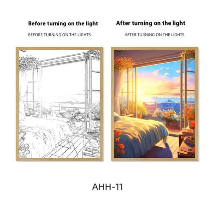 Decorative Painting Small Night Lamp Creative Photo Frame Table Decoration