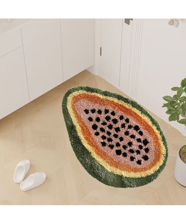 Papaya Fruit Shaped Absorbent Bathroom Mat (48 × 65 cm)