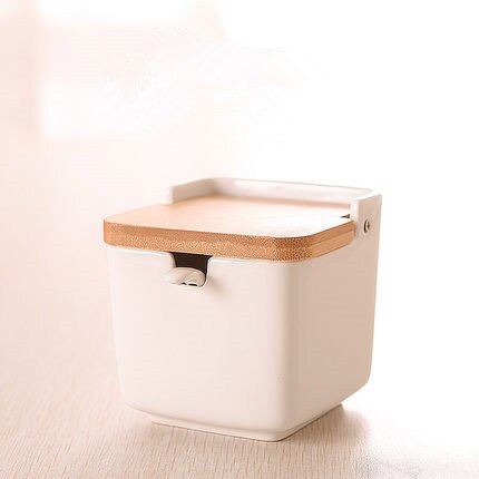 Creative Bamboo And Wood Clamshell Ceramic Seasoning Jar