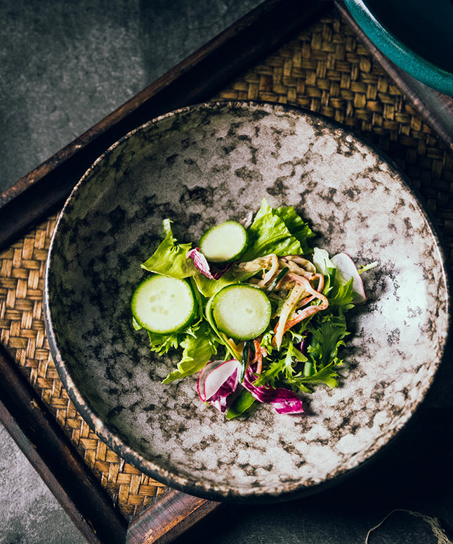 Deep Ceramic Plates 🍽️ – Thick-Sided, 4 Designs