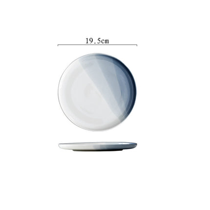 Nordic Gradient Grey-Blue Ceramic Tableware Set – Plates & Bowls