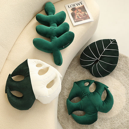 Leaf Shaped Cushion | Plush Botanical Monstera Pillow