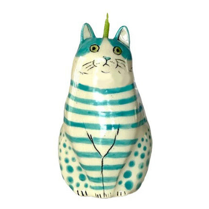 Mini Cat Vase – Stripes & Dots Resin Cute Décor