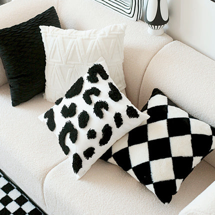 Retro rabbit fur light luxury checkerboard sofa cushion – Trendy & Practical for Daily Living