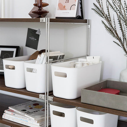 Plastic Storage Basket 🗂️ – Large or Small, White with Handles
