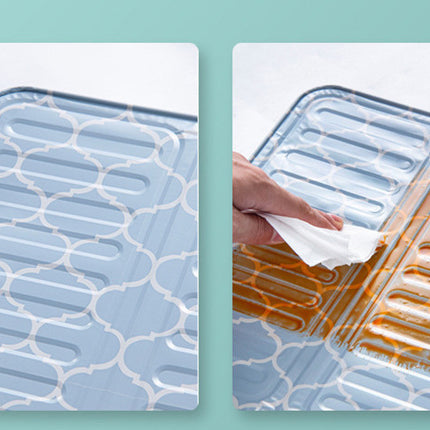 High Temperature Resistant Oil Baffle – Blue Geometric Pattern | Ikeame