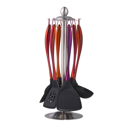 7-Piece Kitchen Utensils Set 🍳 – Silicone & Stainless Steel, 5 Colours, with Stand