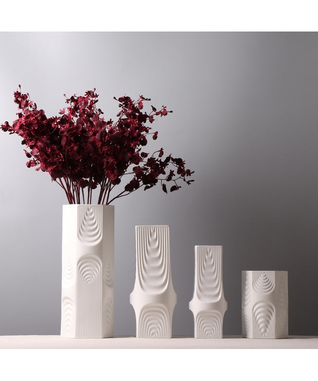 Nordic Geometric Ceramic Vase – Square & Hexagon Minimalist Design