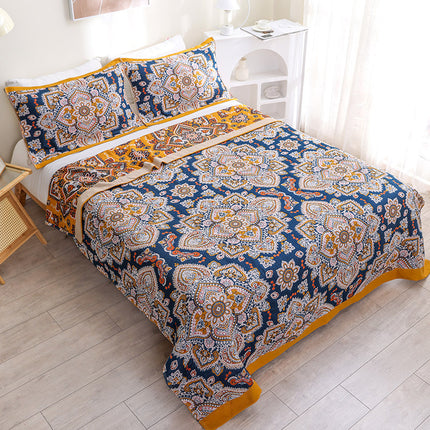 Cotton Gauze Quilt – Mandala Plant & Flower 3-Piece Bedding | Ikeame