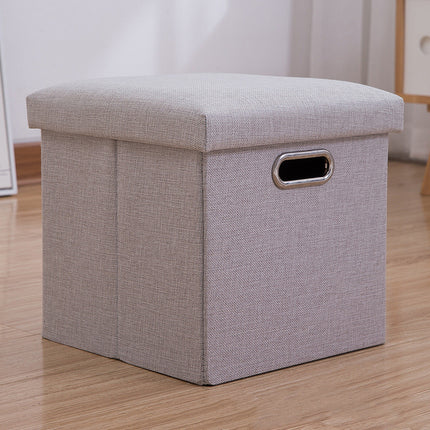 Storage Stool with Lid Linen Foldable Storage Box Seat