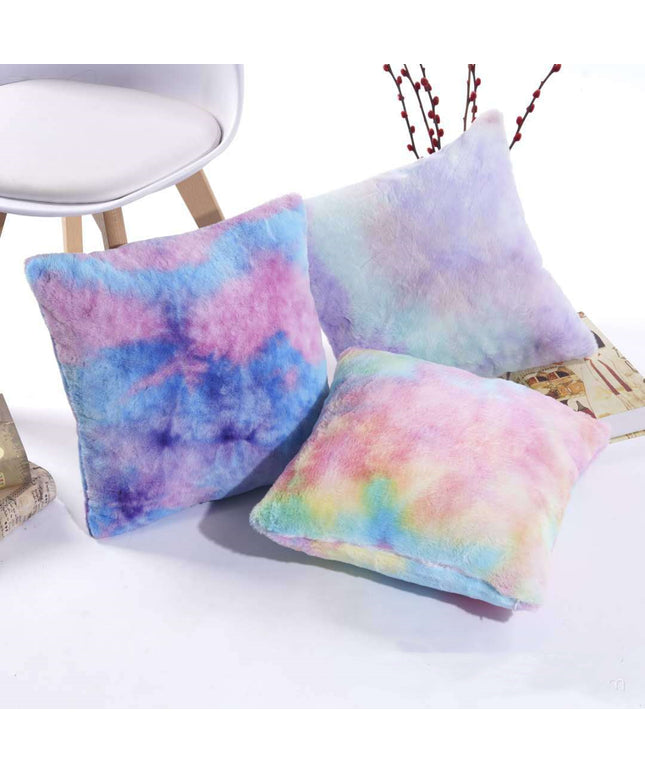 Rainbow Gradient Cushion Cover | Plush Tie-Dye Pillow 45x45