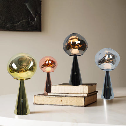 Irregular Glass Sphere Table Lamp – Rechargeable Volcanic Lava Mini Light (4 Colours)