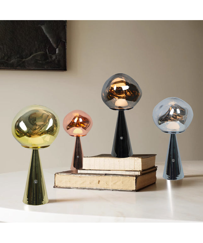 Irregular Glass Sphere Table Lamp – Rechargeable Volcanic Lava Mini Light (4 Colours)