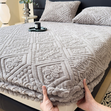 Embossed Velvet Fitted Sheet | Luxury Milk Fibre Cover