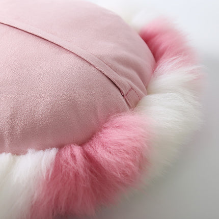 Round Plush Cushion | Pink & Cream Modern Decorative Pillow