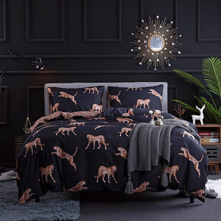 King Size Bedding – Dark Leopard or Feather Design, 3 Piece Set