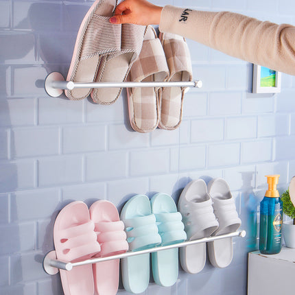 Wall-Mounted Space Aluminium Shoe Rack — Matte Black (No-Drill)