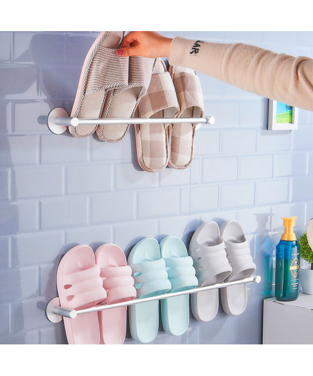 Wall-Mounted Space Aluminium Shoe Rack — Matte Black (No-Drill)