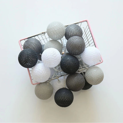 Cotton Ball String Lights – Colourful Festival Decoration (Battery or USB) | Ikeame