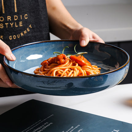 Porcelain Pasta Plates 🍝 – Deep Blue Glaze, small or large