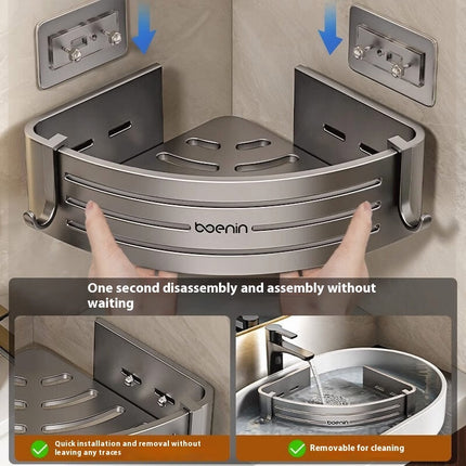 Portable Bathroom Corner Shelf – Raised Aluminium Storage | Ikeame