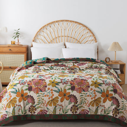 Cotton Gauze Blanket | Floral Lightweight Summer Quilt