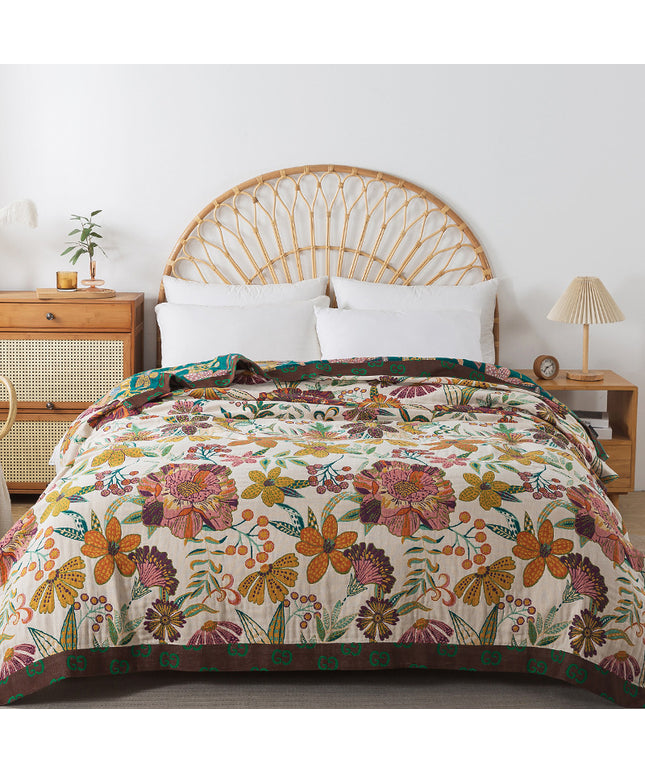 Cotton Gauze Blanket | Floral Lightweight Summer Quilt