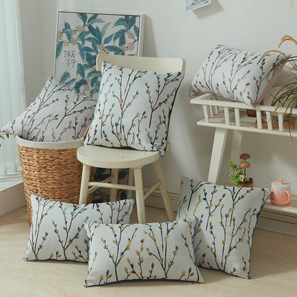 Embroidered Garden Leaves Cushion Covers