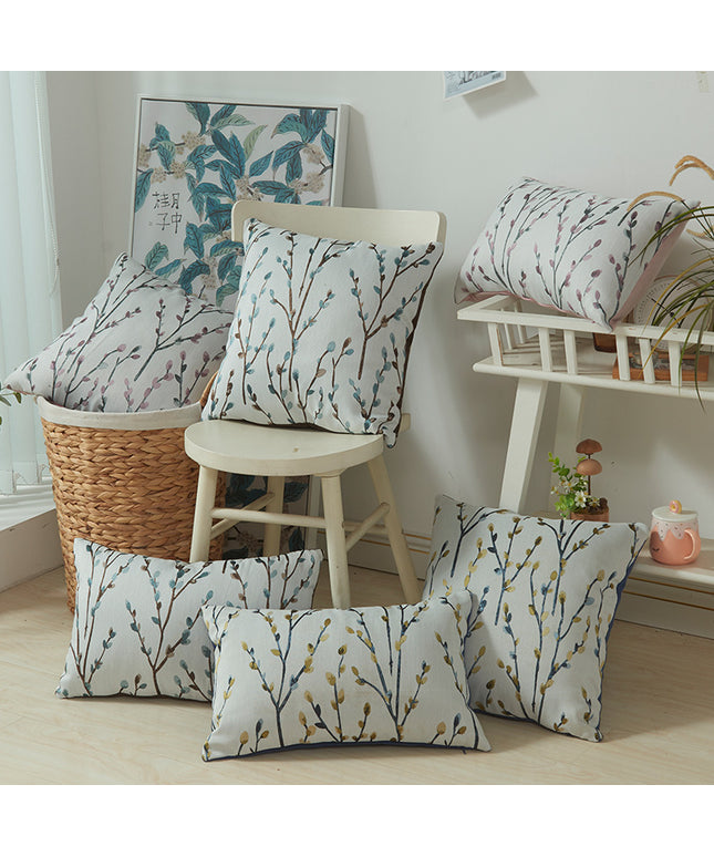 Embroidered Garden Leaves Cushion Covers