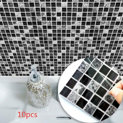 Black Mosaic Tile Stickers — Geometric PVC Wall Decals