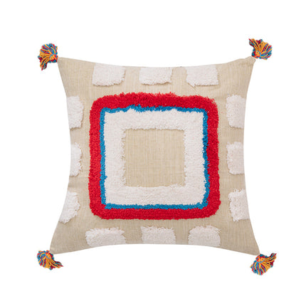 Boho Geometric Tassel Cushion Cover | Bright Boho Pillow Cover