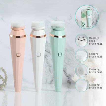 4-in-1 Rechargeable Facial Cleansing Brush – Deep Cleaning & Skin Care Device