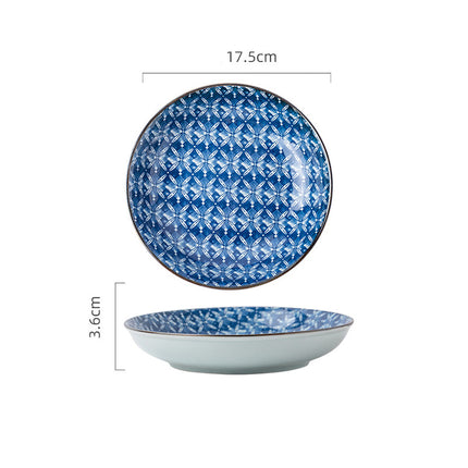 Japanese Blue and White Ceramic Plates | Decorative Tableware Set