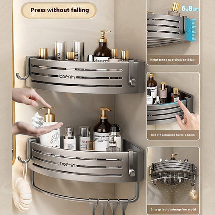 Portable Bathroom Corner Shelf – Raised Aluminium Storage | Ikeame