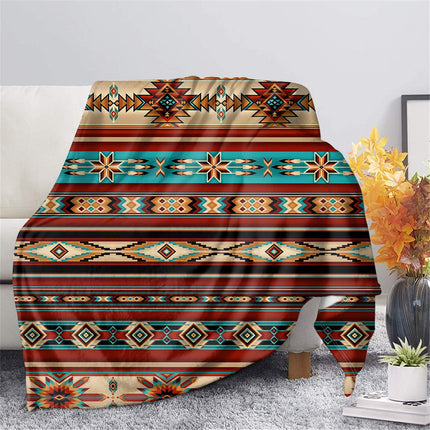 Bohemian Flannel Blanket | Tribal Pattern Cosy Throw