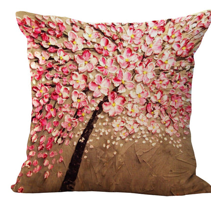 Oil Painting Cushion Cover | Artistic Cotton Linen Pillow 45x45