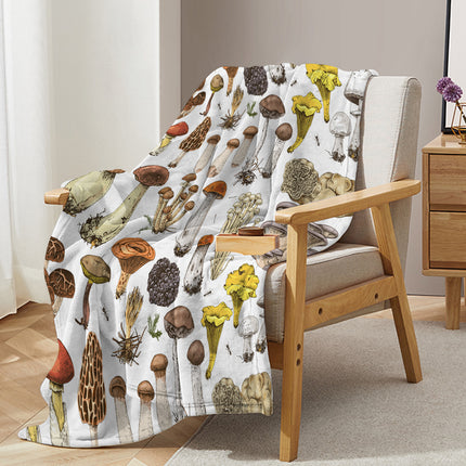 Mushroom Fleece Blanket | Soft Flannel Throw for Sofa & Bed