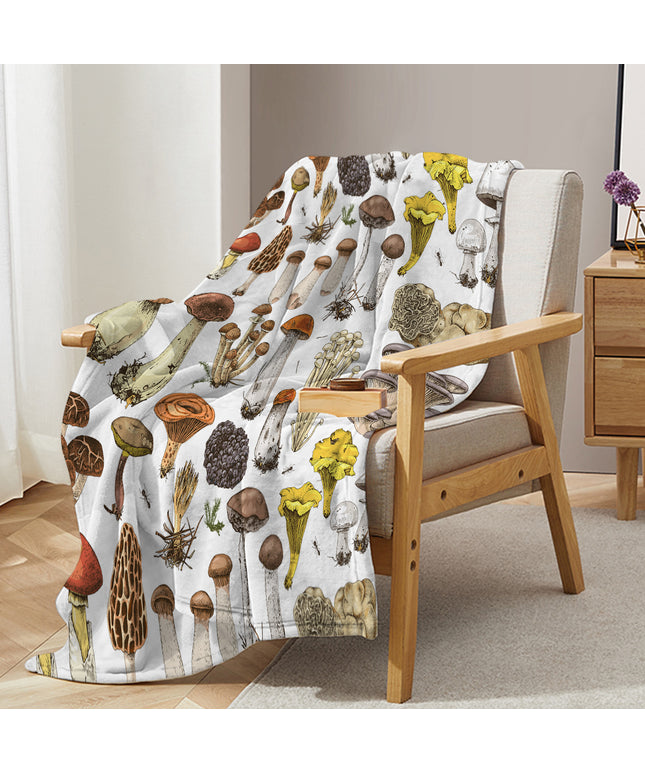 Mushroom Fleece Blanket | Soft Flannel Throw for Sofa & Bed