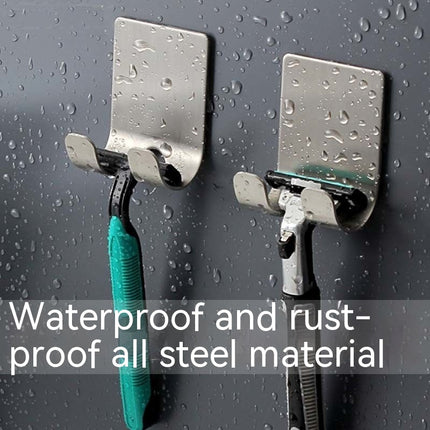 Direct Sales Seamless Stainless Steel Double Hook Double-side Paste Stainless Steel Shaver Holder Power Plug Hook Frame