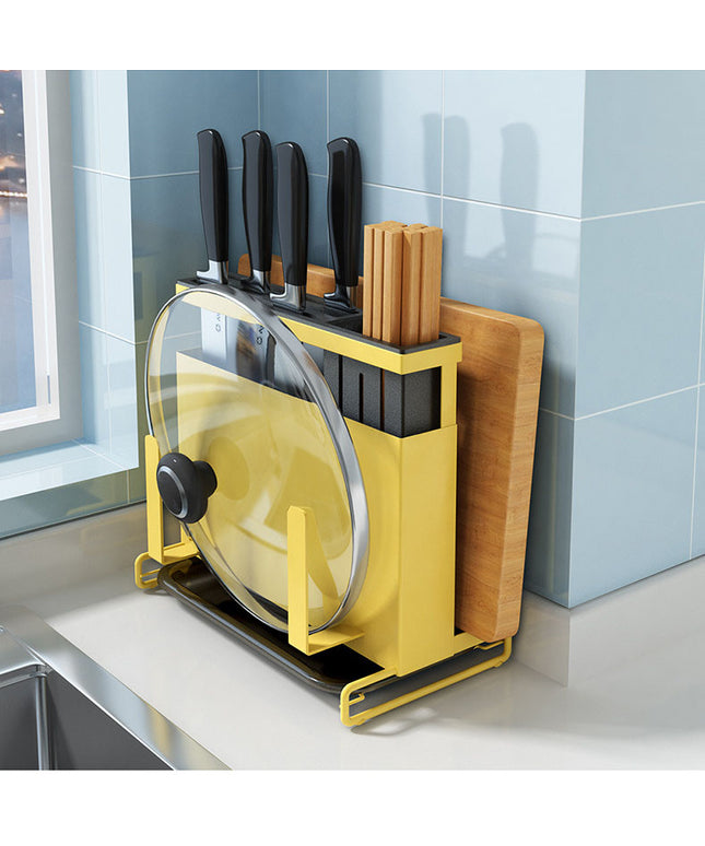 Stainless Steel Cutlery Rack Yellow Utensil Organiser