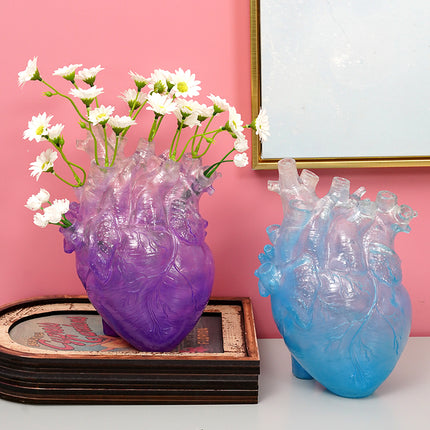 Realistic Heart Vase | Transparent Resin Anatomical Décor